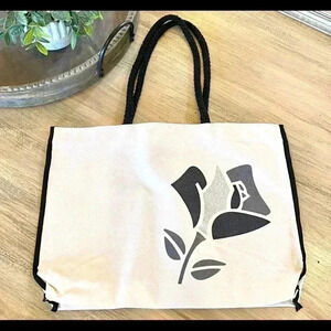 Lancôme tote-NWOT- cream with Lancôme logo- sparkling silver & black